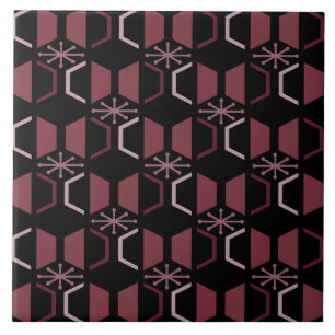 Atomzeithexagons Schwarzes Burgund Fliese