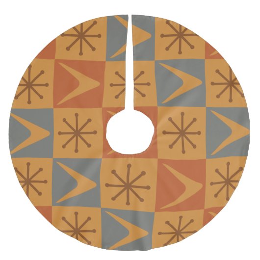 Atomzeitkreuz Karussell Burnt Orange Polyester Weihnachtsbaumdecke (Vorderseite)