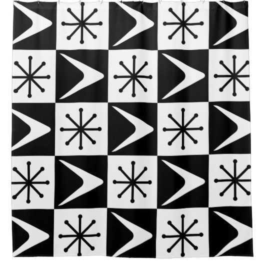 Atomzeitkreuz Schwarz-weiß Duschvorhang (Vorderseite)