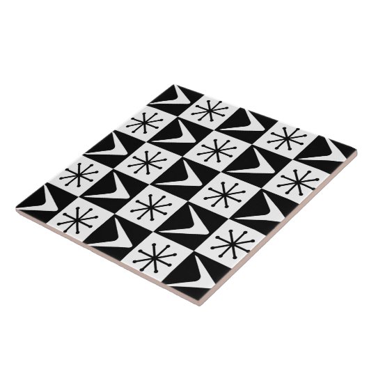 Atomzeitkreuz Schwarz-weiß Fliese (Seite)