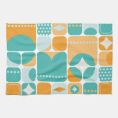 Atomzeitmitte Abstrakt Aquamarin, Aqua, Orange Geschirrtuch (Horizontal)