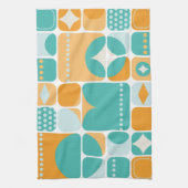 Atomzeitmitte Abstrakt Aquamarin, Aqua, Orange Geschirrtuch (Vertikal)