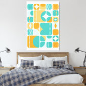 Atomzeitmitte Abstrakt Aquamarin, Aqua, Orange Leinwanddruck (Insitu (Schlafzimmer))
