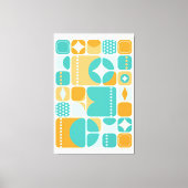 Atomzeitmitte Abstrakt Aquamarin, Aqua, Orange Leinwanddruck (Vorderseite)