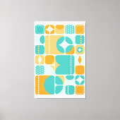 Atomzeitmitte Abstrakt Aquamarin, Aqua, Orange Leinwanddruck (Vorderseite)