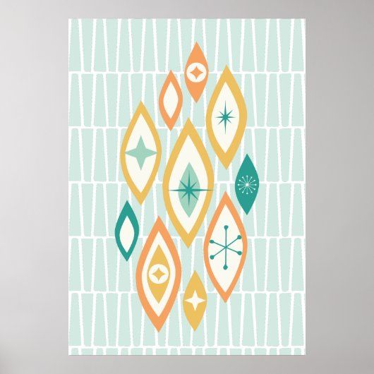 Atomzeitmitte Abstrakte Formen Sterne Poster (Vorne)