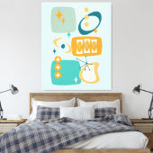 Atomzeitmitte Abstraktes Aqua Orange Leinwanddruck (Insitu (Schlafzimmer))