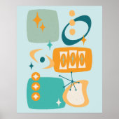 Atomzeitmitte Abstraktes Aqua Orange Poster (Vorne)