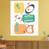 Atomzeitmitte Abstraktes Aquamarines Orangengelb Leinwanddruck (Insitu (Wohnzimmer))