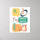 Atomzeitmitte Abstraktes Aquamarines Orangengelb Leinwanddruck (Vorderseite)