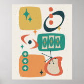 Atomzeitmitte Abstraktes Aquamarines Orangengelb Poster (Vorne)