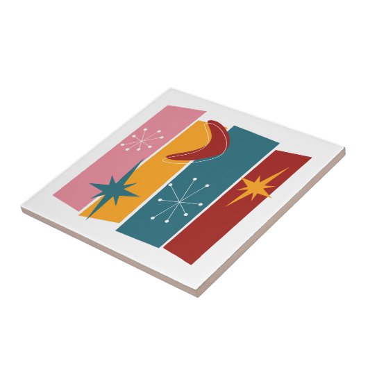 Atomzeitmitte Rechtecke Boomerang Sternexplosion M Fliese (Seite)