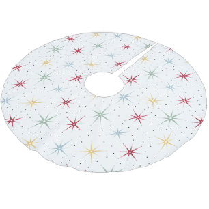 Atomzeitmuster Sternexplosion Mitte Jahrhundert We Polyester Weihnachtsbaumdecke