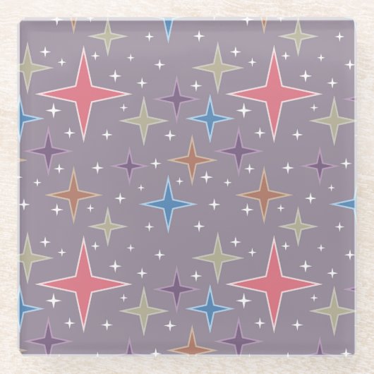 Atomzeitstars des mittleren Jahrhunderts Glasuntersetzer (Vorderseite)