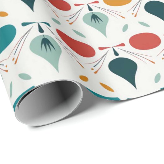 Atomzentrum Mitte Jahrhundert Moderne Weihnachten Geschenkpapier (Rolleneckpunkt)