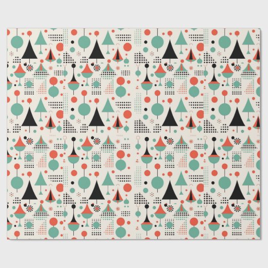 Atomzentrum Mitte Jahrhundert Moderne Weihnachten Geschenkpapier (Flach)