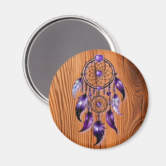 Atrapasueños corazón de Amatista Magnet (Vorderseite/Rückseite)