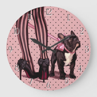 Attachée à mon Bouledogue Français Große Wanduhr