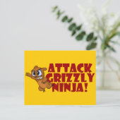 Attack Grizzly Ninja Postkarte (Stehend Vorderseite)