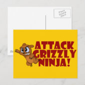 Attack Grizzly Ninja Postkarte (Vorne/Hinten)