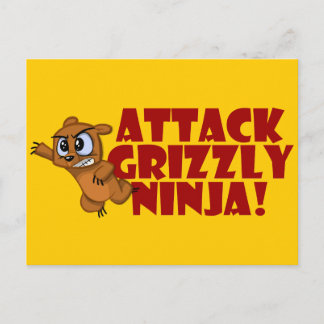 Attack Grizzly Ninja Postkarte