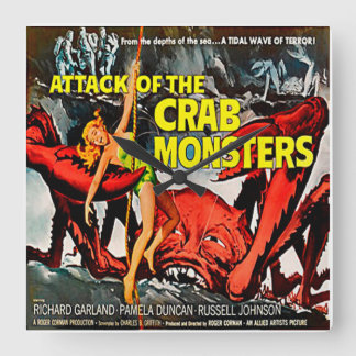 Attack Of The Crab Monsters Movie - Square Clock Quadratische Wanduhr