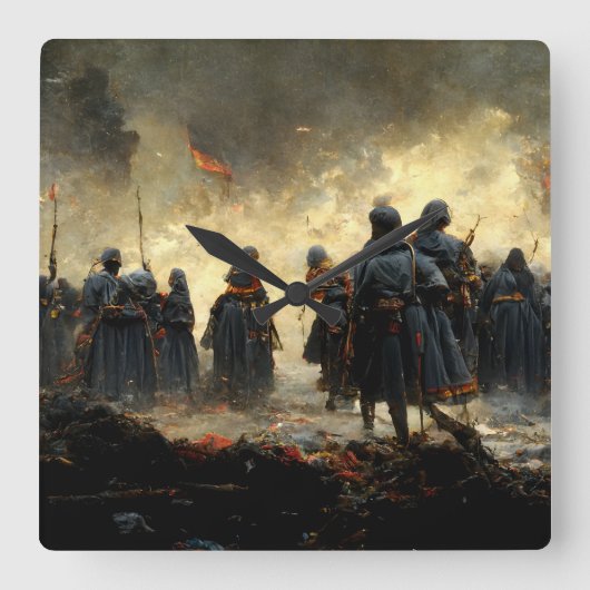 Attack the place quadratische wanduhr (Vorderseite)