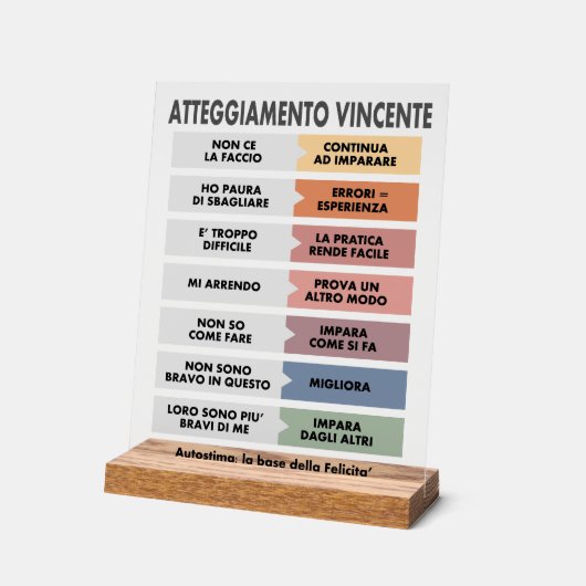 Atteggiamento Vincente Acrylschild (Winkel)