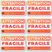 Attention Fragile Shipping Stickers (Vinyl Labels) Aufkleber (Vorderseite)