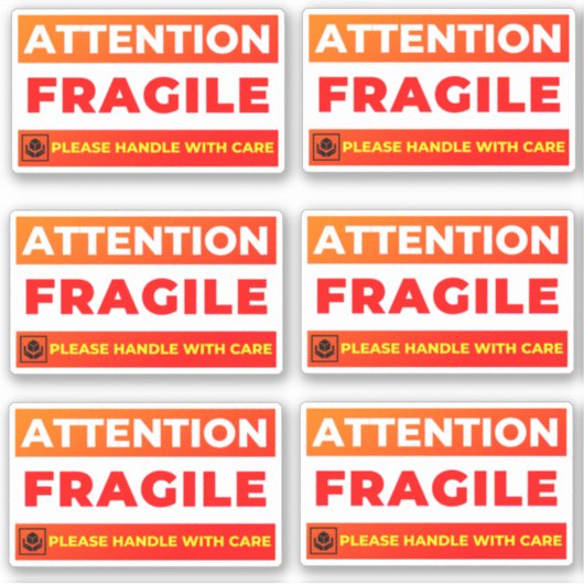 Attention Fragile Shipping Stickers (Vinyl Labels) Aufkleber (Vorderseite)