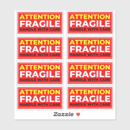Attention Fragile Stickers (Handle with Care) Aufkleber (Blatt)