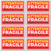 Attention Fragile Stickers (Handle with Care) Aufkleber (Vorderseite)