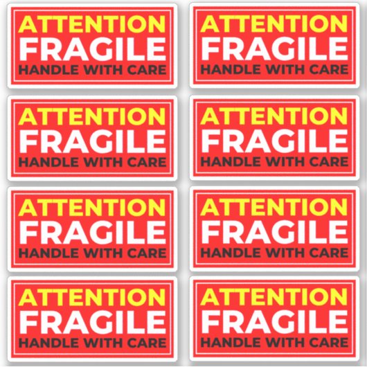 Attention Fragile Stickers (Handle with Care) Aufkleber (Vorderseite)