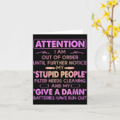 Attention I Am Out Of Order Until Further Notice M Karte (Gelbe Blume)