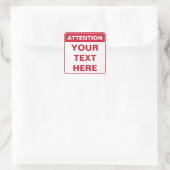Attention Sign, squared, template, version, Quadratischer Aufkleber (Tasche)