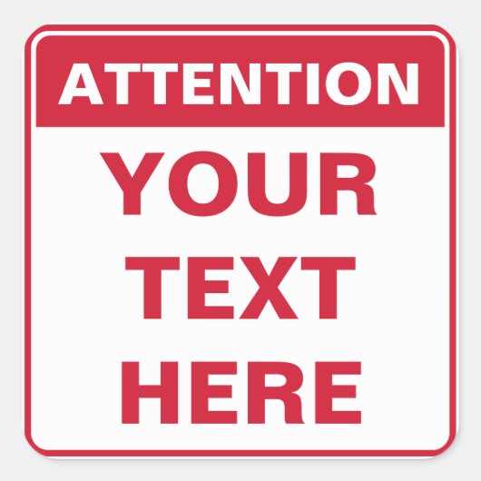 Attention Sign, squared, template, version, Quadratischer Aufkleber (Vorderseite)