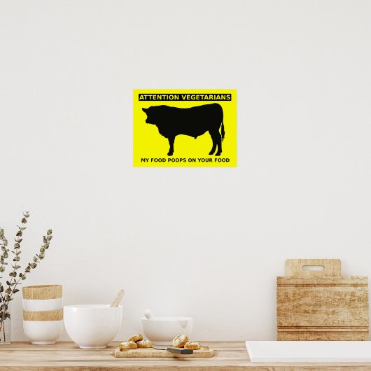 Attention Vegetarians Funny Meat Lovers Poster Sig (Küche)