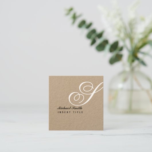 Attic Elegant Personalisiert Monogram Beruflich Quadratische Visitenkarte (Stehend Vorderseite)