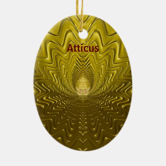 ATTICUS ~ EASTER EGG ~ FRAKTAL Gold Ripples ~ Keramik Ornament (Hinten)