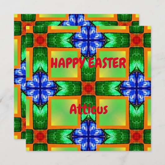 ATTICUS ~ Personalisiertes Osterkartenmuster ~ Feiertagskarte (Vorne/Hinten)