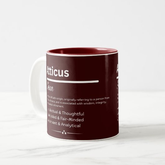 Atticus Personalized Name Zweifarbige Tasse (Vorderseite Links)