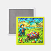 ATTICUS ~ VINTAG EASTER Boy ~ Ostereier ~ Magnet (Vorderseite/Rückseite)