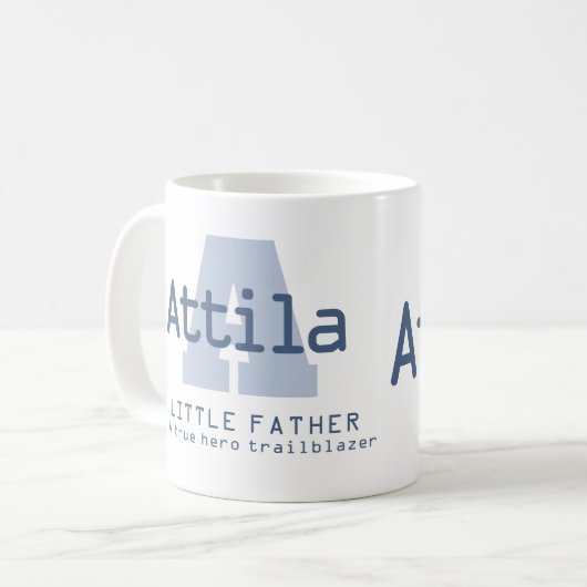 Attila Name bedeutet Monogramm A blau Kaffeetasse (Vorderseite Links)