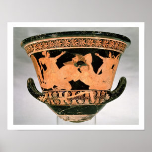 Attische Kalyxkrater mit roter Figur und Herakles  Poster