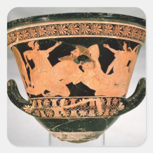 Attische Kalyxkrater mit roter Figur und Herakles  Quadratischer Aufkleber