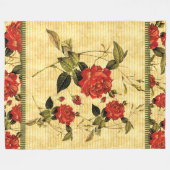 Attische Schätze - Rote Rosen an den gelben Streif Fleecedecke (Vorderseite (Horizontal))