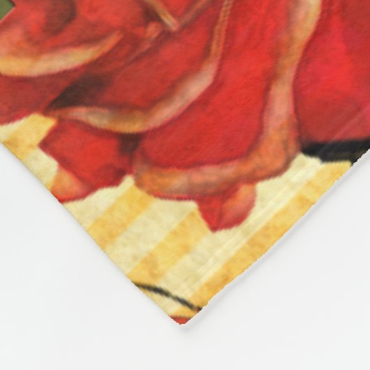 Attische Schätze - Rote Rosen an den gelben Streif Fleecedecke (Ecke)