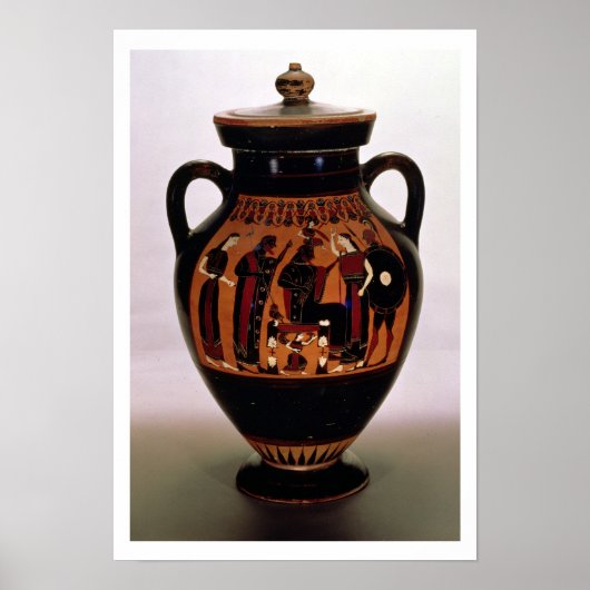 Attische schwarze Figur-Amphora, die die Geburt vo Poster (Vorne)