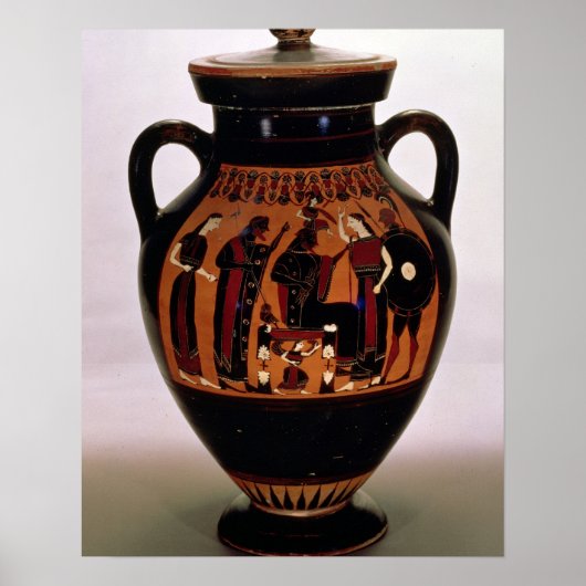 Attische schwarze Figur-Amphora, die die Geburt vo Poster (Vorne)