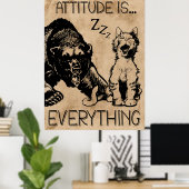 Attitude! Alles, was lustige Katzen tragen Vintag Poster (Heimbüro)